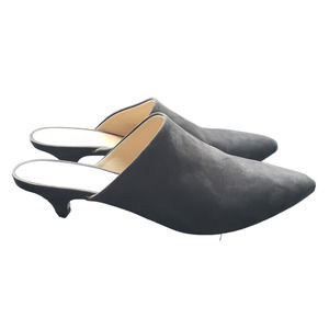 Jenni Kayne Sz 8 Black Oiled Leather Kitten Heel Mules Career Cocktail EUR 38